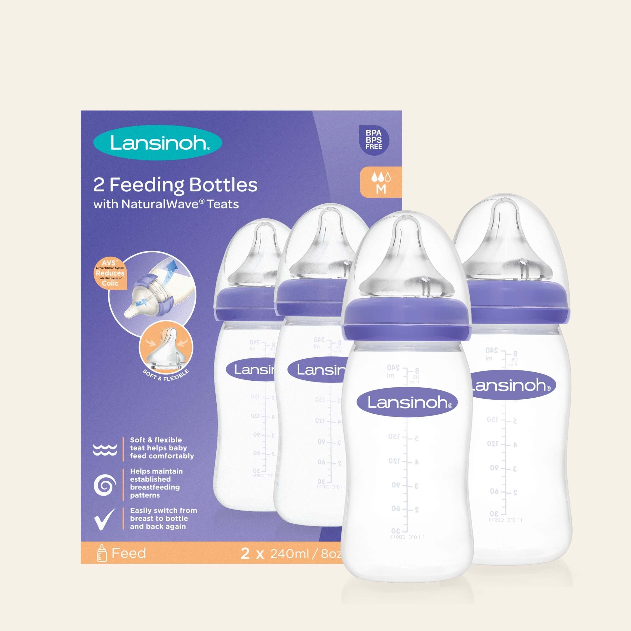 Lansinoh Baby Bottles for Breastfeeding Babies with 3 Medium Flow Nipp –  Babies R Us